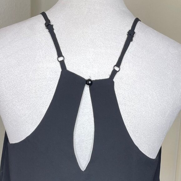 Ambiance Black Pleated Layered Racerback Sheer Cami Blouse Top Layers Medium - Picture 4 of 7